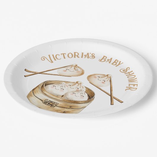 小さな餃子の薄暗い合計男女兼用赤ちゃんシャワー ペーパープレート (アングル)