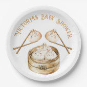 小さな餃子の薄暗い合計男女兼用赤ちゃんシャワー ペーパープレート (正面)