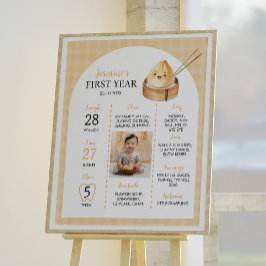 小さな餃子の誕生日パーティマイルストーンサイン ポスター