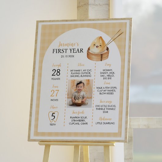 小さな餃子の誕生日パーティマイルストーンサイン ポスター