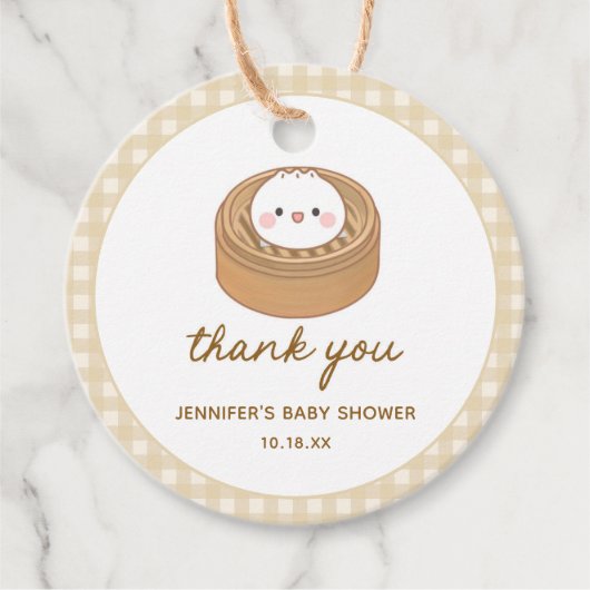 小さな餃子の赤ちゃんシャワーありがとう フェイバータグ (正面)