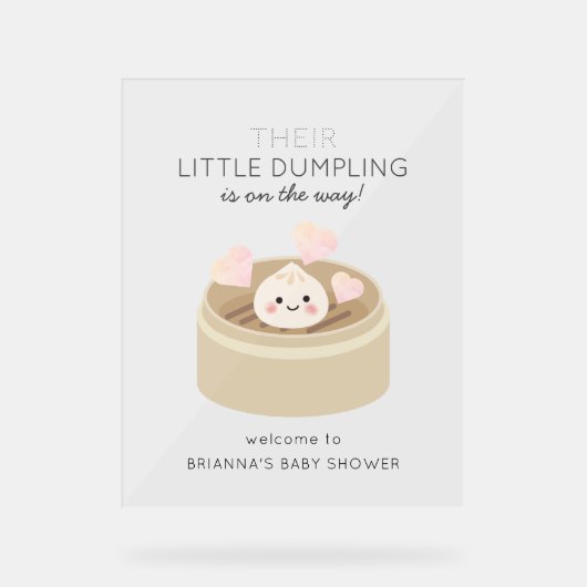 小さな餃子の赤ちゃんシャワーへようこそ アクリルサイン (正面)