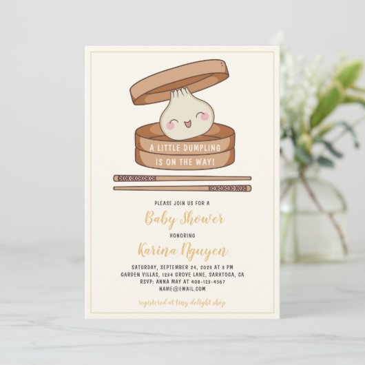小さな餃子の赤ちゃんシャワー招待状 招待状 (スタンド正面)