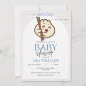 小さな餃子ほこりっぽいブルーバオアジアの赤ちゃんシャワー 招待状 (正面)