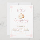 小さな餃子ピンクの水の色の女の子ベビーシャワー私 招待状 (正面)