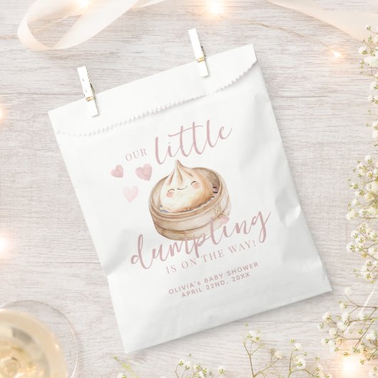 小さな餃子ピンクの水の色の女の子ベビーシャワーF フェイバーバッグ (クリップ留めされた状態)