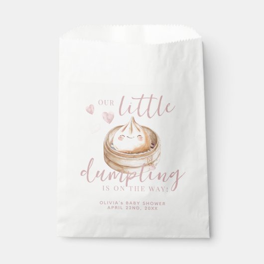 小さな餃子ピンクの水の色の女の子ベビーシャワーF フェイバーバッグ (正面)