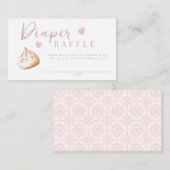 小さな餃子ピンクの赤ちゃんシャワーおむつラッフルティック エンクロージャーカード (正面/裏面)