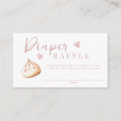 小さな餃子ピンクの赤ちゃんシャワーおむつラッフルティック エンクロージャーカード (正面)