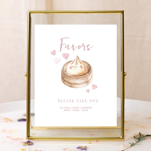 小さな餃子ピンクの赤ちゃんシャワー好意のサイン | 和手