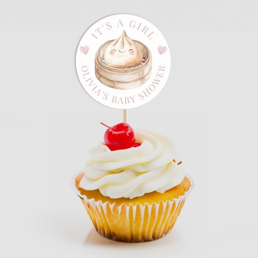 小さな餃子ピンク女の子の赤ちゃんシャワーのお気に入り ラウンドシール