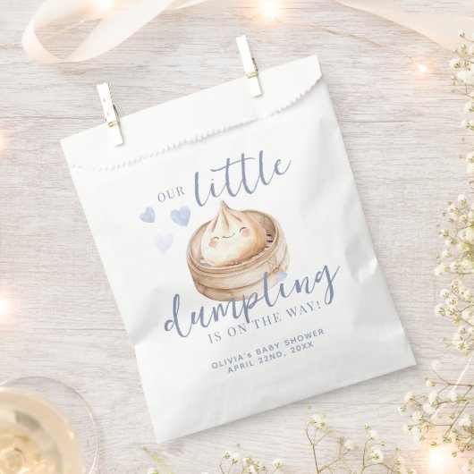 小さな餃子ブルーウォーター色ボーイベビーシャワーFa フェイバーバッグ (クリップ留めされた状態)