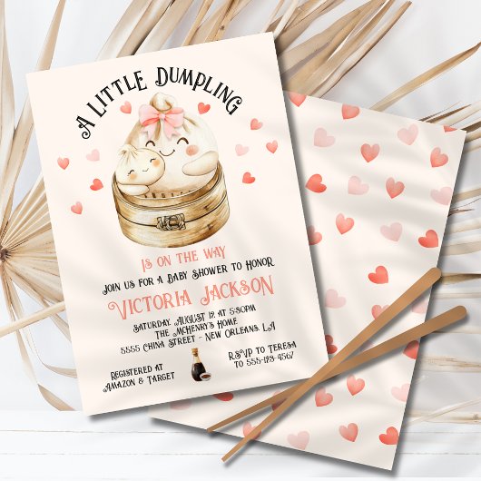 小さな餃子ママと赤ちゃんシャワー 招待状