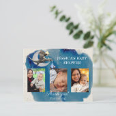 小さな騎士のドラゴン ベイビー シャワー 感謝の写真 ポストカード (スタンド正面)