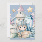 小さな騎士ドラゴンおとぎ話男子1歳の誕生日 招待状 (裏面)