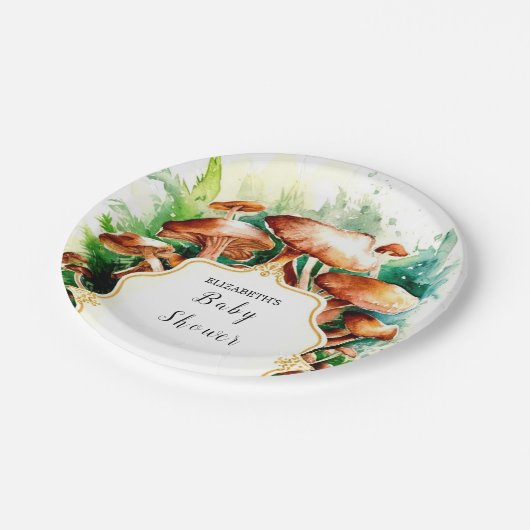 小さな魅惑キノコの赤ちゃんシャワー ペーパープレート (アングル)