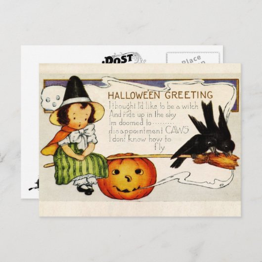 小さな魔女からのハロウィーンのご挨拶 ポストカード (正面/裏面)