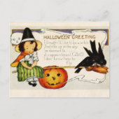 小さな魔女からのハロウィーンのご挨拶 ポストカード (正面)