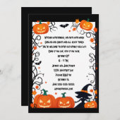 小さな魔女とジャック・オ・ランタンのハロウィン 招待状 (正面/裏面)