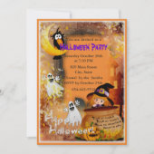 小さな魔女と幽霊のパーティー招待状 招待状 (正面)