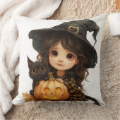 小さな魔女と猫子供へ クッション (ブランケット)