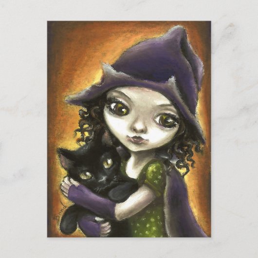 小さな魔女と黒い子猫 ポストカード (正面)