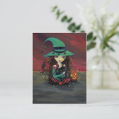 小さな魔女と黒猫のハロウィンポストカード ポストカード (スタンド正面)
