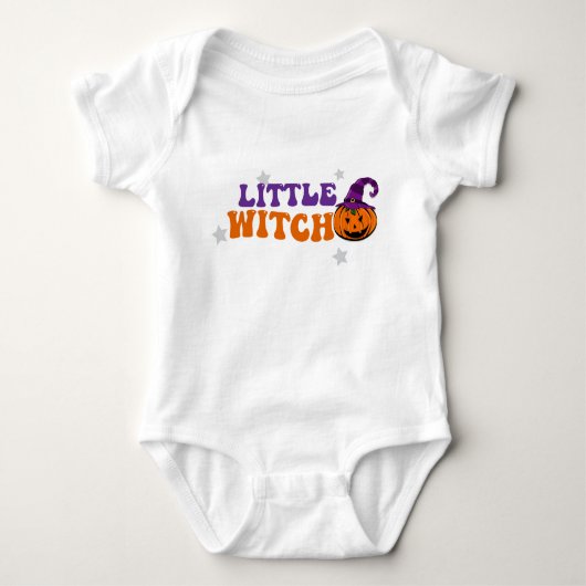 小さな魔女不気味なボディスーツのハロウィーン ベビーボディスーツ (正面)