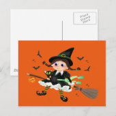 小さな魔女飛んでいる ポストカード (正面/裏面)