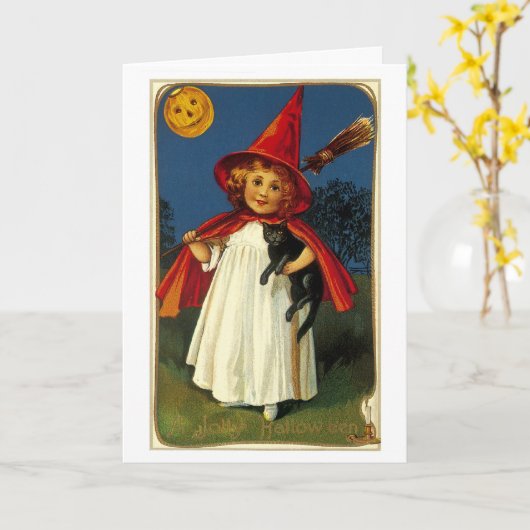 小さな魔女 カード (黄色い花)