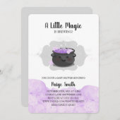 小さな魔法がハロウィーンの赤ちゃんシャワーを醸造している 招待状 (正面/裏面)