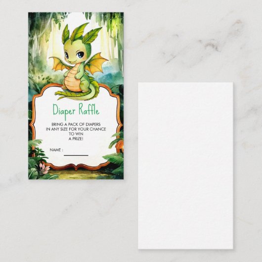 小さな魔法のドラゴンベビーシャワー エンクロージャーカード (正面/裏面)