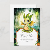 小さな魔法のドラゴンベビーシャワー サンキューカード (正面/裏面)