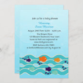 小さな魚、ベビーシャワー 招待状 (正面/裏面)