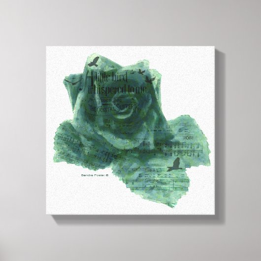 小さな鳥がバラ キャンバスプリント (正面)