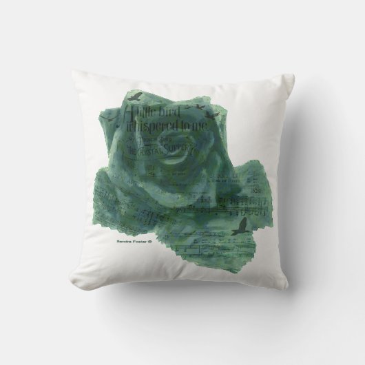 小さな鳥がバラ クッション (正面)