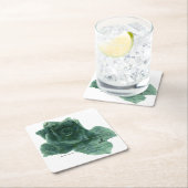 小さな鳥がバラ スクエアペーパーコースター (インサイチュ)