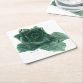 小さな鳥がバラ スクエアペーパーコースター (アングル)