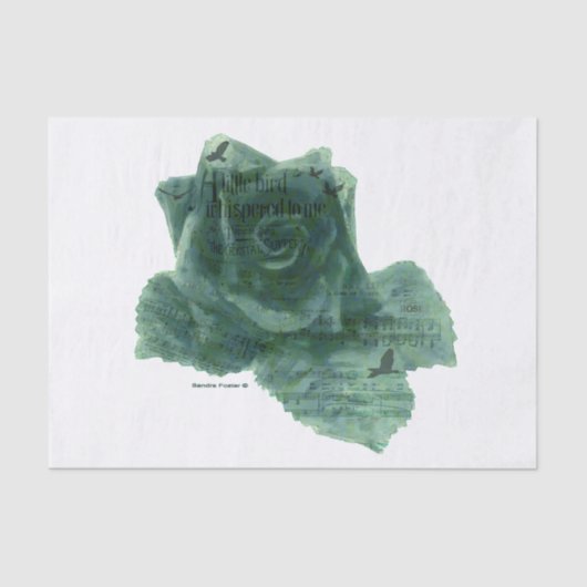 小さな鳥がバラ 薄葉紙 (正面)