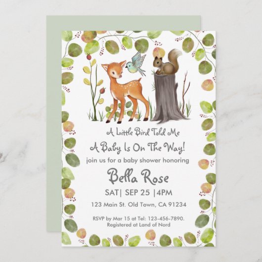 小さな鳥が私に赤ちゃんシャワー招待状 招待状 (正面/裏面)