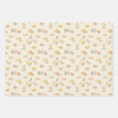 小さな鳥とベージュの羽 – パターン。 ラッピングペーパーシート (正面2)