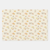 小さな鳥とベージュの羽 – パターン。 ラッピングペーパーシート (正面)