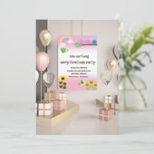 小さな鳥と花のテーマ – クリスマス招待状 招待状 (スタンド正面)