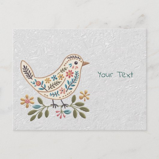 小さな鳥のカラフルな花のポストカード ポストカード (正面)