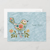 小さな鳥の花と緑の葉のポストカード ポストカード (正面/裏面)
