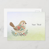 小さな鳥の花模様ゴールドポストカード ポストカード (正面/裏面)