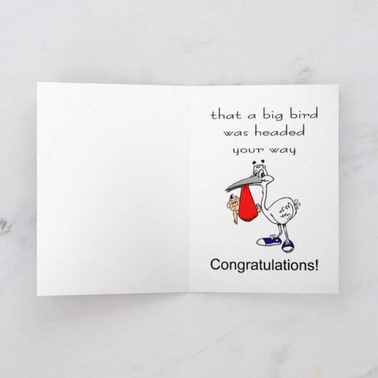 小さな鳥、新しい赤ちゃんおめでとう カード (内部)