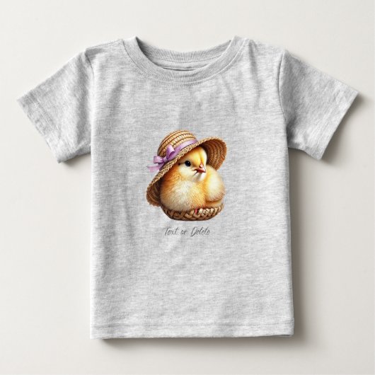小さな鶏ちゃん ピンクリボン ベビーTシャツ (正面)