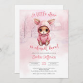 小さな鹿がほとんどピンクの冬である 招待状 (正面/裏面)