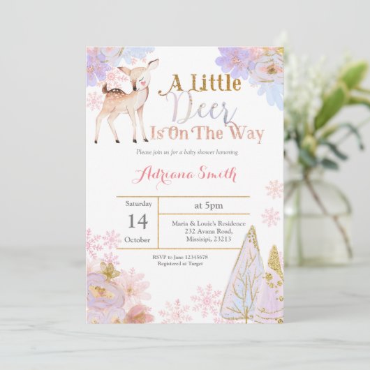 小さな鹿が赤ちゃんシャワー招待状に行く 招待状 (スタンド正面)
